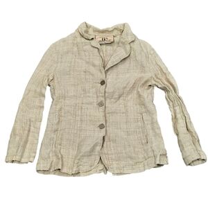 Dancing Ladies Shirt Women Medium Beige Button Up Hemp Long Sleeve Sustainable